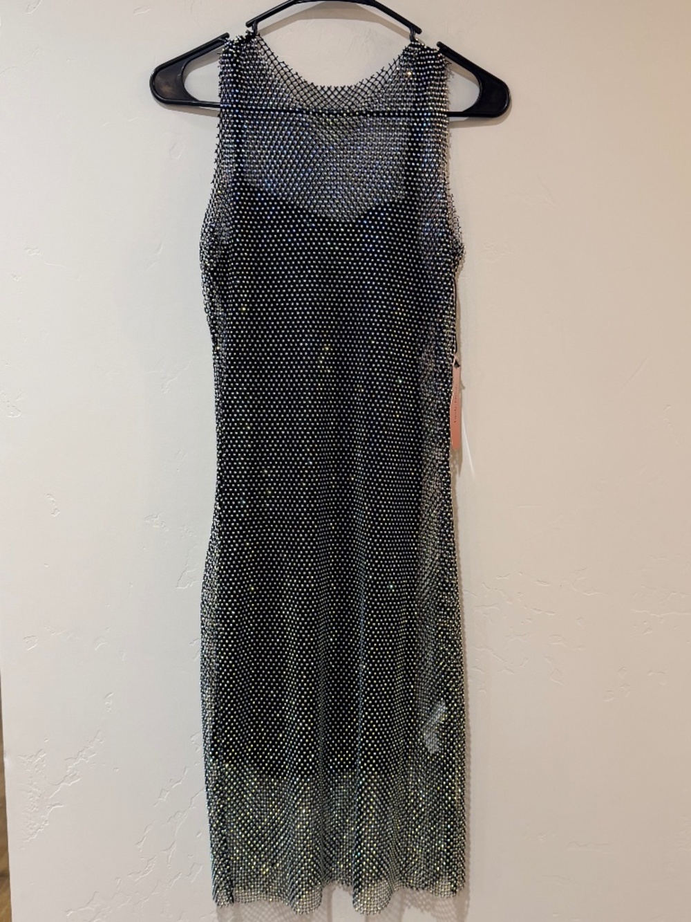 NWT Haute Monde Midi Dress Embellished net with built in slip Size S NEW